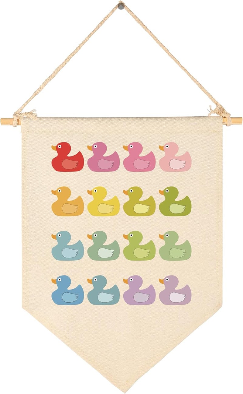 Sioial Nursery Baby Room Above Crib Playroom Reading Room Bedroom Door Decoration-Baby,Shower,Birthday Christmas Gift for Boy Girl Kid Teen-Canvas Hanging Flag Banner Pennant Wall Sign Decor-Ducks Theme - Image 1